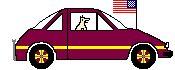 car with antenna flag