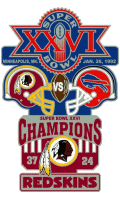 Super Bowl 26 XL Champion Redskins Trophy Pin